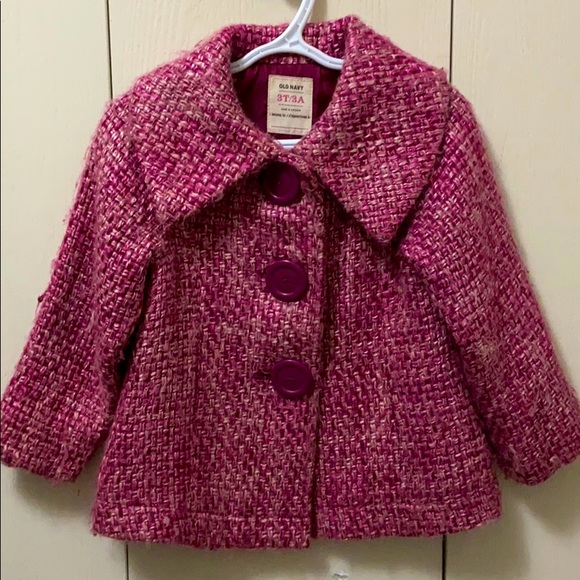 Old Navy Pink and Burgundy Pea Coat - Picture 1 of 7